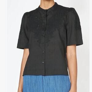 Les Coyotes de Paris Reina black lace inset blouse Sz 40